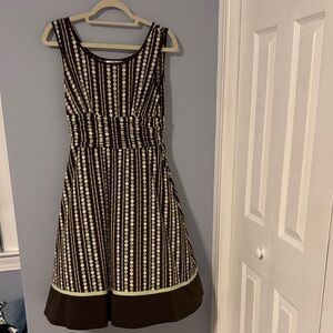 Studio I Y2K Brown, Green, and Cream Polka Dot Dress